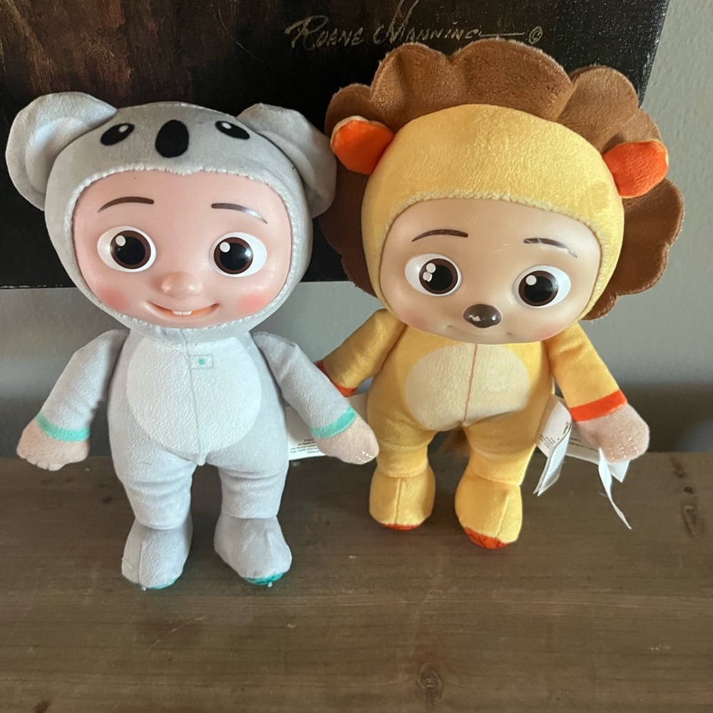 Cute Plush Animal Duo - Gray Koala & Yellow Lion